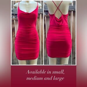 Red ruched dress